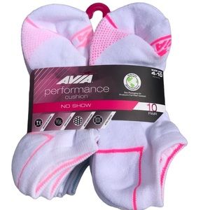 NWT AVIA 10 Pair No Show Sock 10 New!